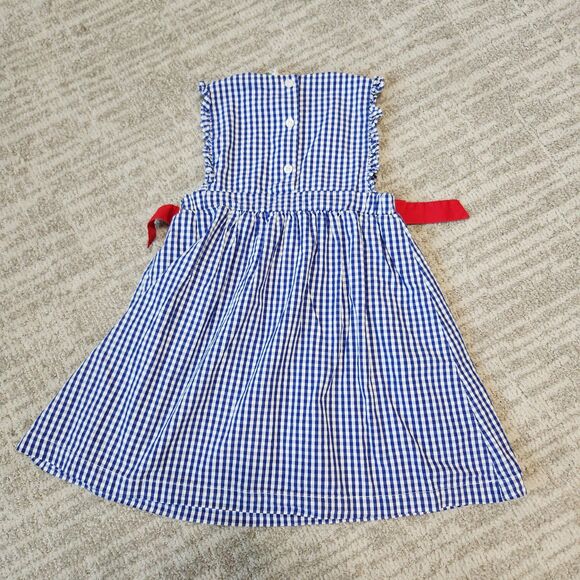 Cecil & Lou gingham cotton dress red white blue bow size 5 - Picture 9 of 10